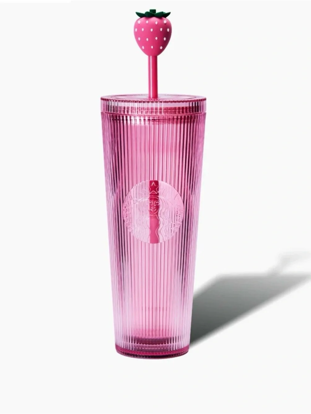 Starbucks - Pink Strawberry plastic Tumbler Reusable Cup with Straw